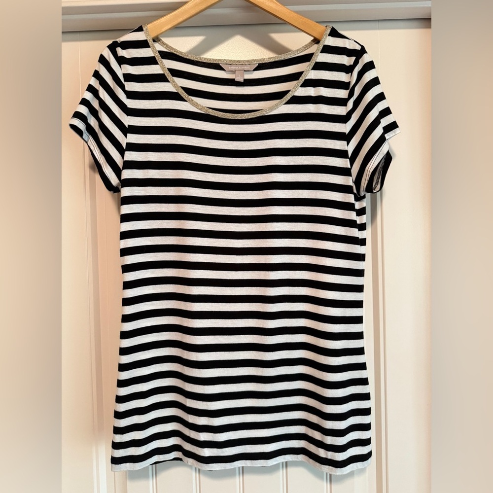Banana Republic Black and White Striped Tee